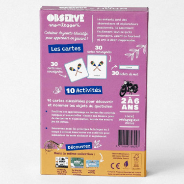Imagier LOISIRS mini Mondy, cartes de nomenclature OBSERVE Montessori