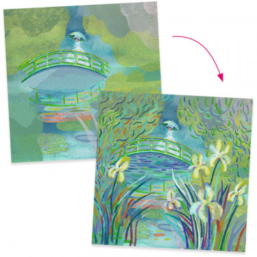 Pastels "Sur l'étang aux Nymphéas" DJECO 9384 inspired by Claude Monet