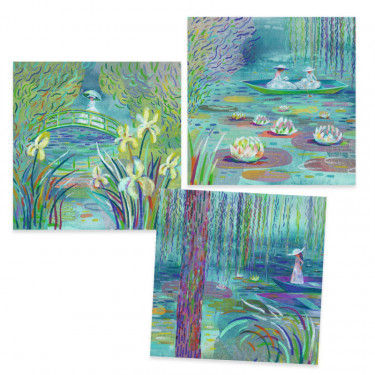 Pastels "Sur l'étang aux Nymphéas" DJECO 9384 inspired by Claude Monet