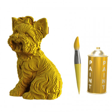 Puzzle sculpture 3D en carton - Chien Yorkshire Terrier - Cartonic
