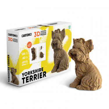 Puzzle sculpture 3D en carton - Chien Yorkshire Terrier - Cartonic