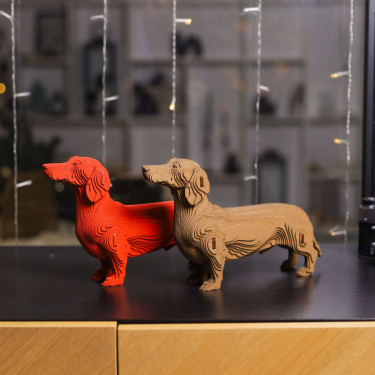 Puzzle sculpture 3D en carton - Chien Teckel - Cartonic