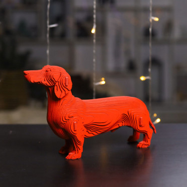 Puzzle sculpture 3D en carton - Chien Teckel - Cartonic