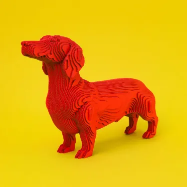 Puzzle sculpture 3D en carton - Chien Teckel - Cartonic