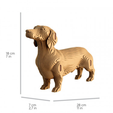 Puzzle sculpture 3D en carton - Chien Teckel - Cartonic