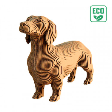 Puzzle sculpture 3D en carton - Chien Teckel - Cartonic