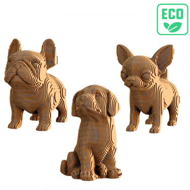Puzzle sculpture 3D en carton - Trio de chiots - Cartonic