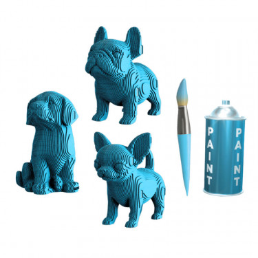 Puzzle sculpture 3D en carton - Trio de chiots - Cartonic