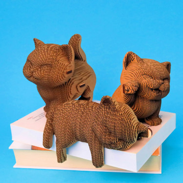 Puzzle sculpture 3D en carton - Trio de chatons - Cartonic