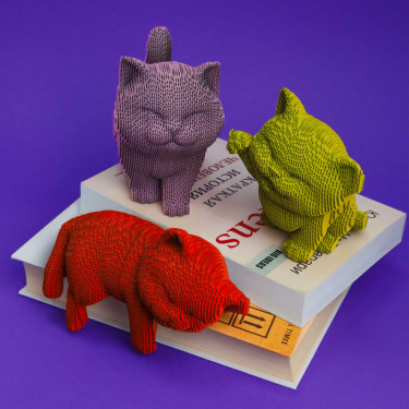 Puzzle sculpture 3D en carton - Trio de chatons - Cartonic