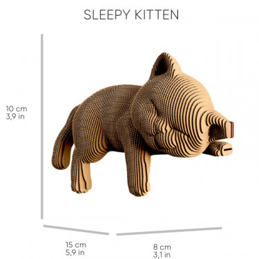 Puzzle sculpture 3D en carton - Trio de chatons - Cartonic