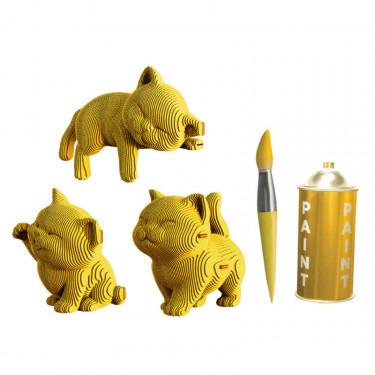 Puzzle sculpture 3D en carton - Trio de chatons - Cartonic