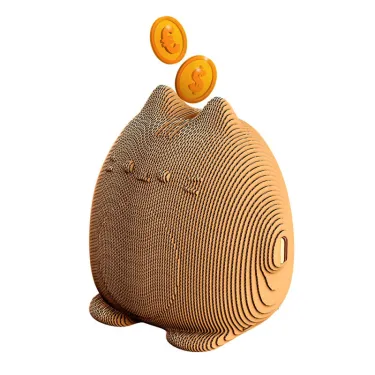 Puzzle sculpture 3D en carton - Tirelire chat kawaii - Cartonic