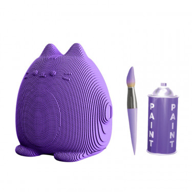 Puzzle sculpture 3D en carton - Tirelire chat kawaii - Cartonic