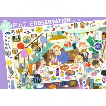 La fête d'anniversaire - Puzzle observation 54 pcs DJECO 7566