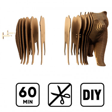 Puzzle sculpture 3D en carton - Grizzly - Cartonic