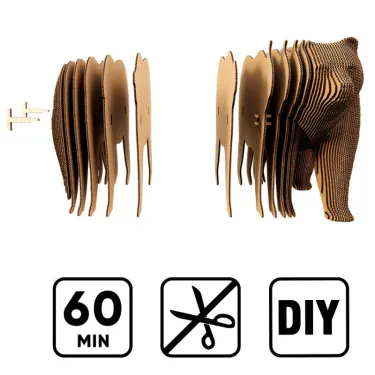 Puzzle sculpture 3D en carton - Grizzly - Cartonic