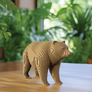 Puzzle sculpture 3D en carton - Grizzly - Cartonic