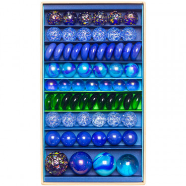 Grand coffret de billes "Matriochka Yelena" bleu - Billes & Co