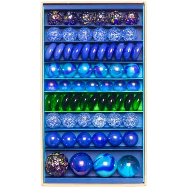 Grand coffret de billes "Matriochka Yelena" bleu - Billes & Co