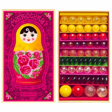 Grand coffret de billes "Matriochka Katerina" rose - Billes & Co