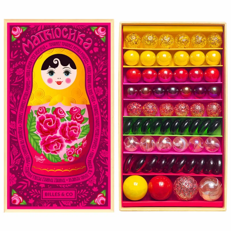 Grand coffret de billes "Matriochka Katerina" rose - Billes & Co