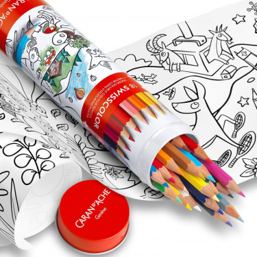 Tube de coloriage nomade - 18 crayons de couleurs Swisscolor - Caran d'Ache