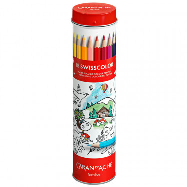 Tube de coloriage nomade - 18 crayons de couleurs Swisscolor - Caran d'Ache