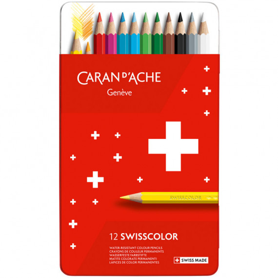 Boîte 12 crayons de couleur permanents Swisscolor - Caran d'Ache