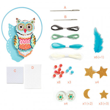 Attrape-rêve à créer "Golden chouette" DIY DJECO 7961