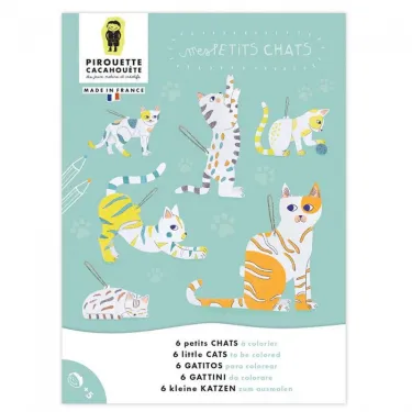6 petits chats à colorier, kit créatif pour enfant Pirouette Cacahouète