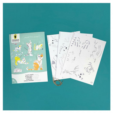 6 petits chats à colorier, kit créatif pour enfant Pirouette Cacahouète