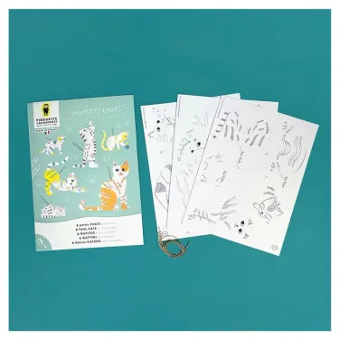 6 petits chats à colorier, kit créatif pour enfant Pirouette Cacahouète