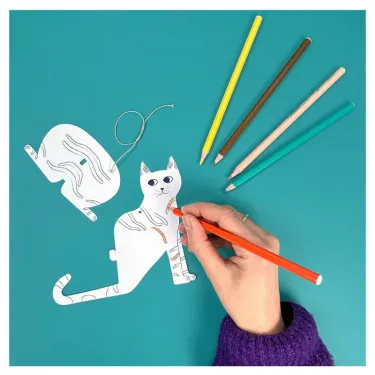 6 petits chats à colorier, kit créatif pour enfant Pirouette Cacahouète