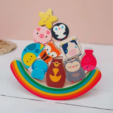 Puzzle d'encastrement et jeu d'équilibre "Puzz & Boom Rainbow" DJECO 1076