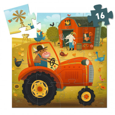 Le tracteur, puzzle silhouette 16 pcs DJECO 7275