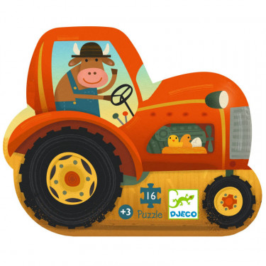 Le tracteur, puzzle silhouette 16 pcs DJECO 7275