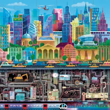 Puzzle dessus-dessous 'La ville' 48 pcs CROCODILE CREEK