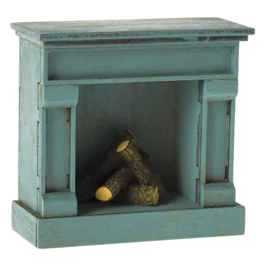 Cheminée miniature vintage pour souris Maileg - bleue