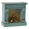 Cheminée miniature vintage pour souris Maileg - bleue