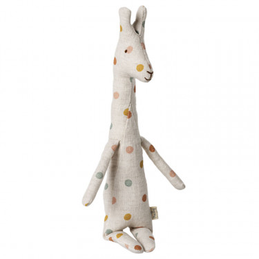 Peluche Girafe en lin - Safari friends Maileg - tissu à pois - petit modèle 26cm