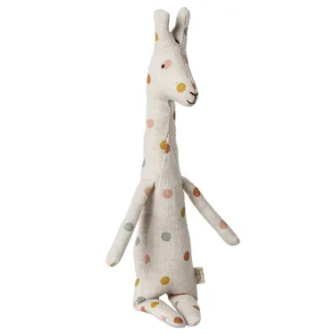 Peluche Girafe en lin - Safari friends Maileg - tissu à pois - petit modèle 26cm