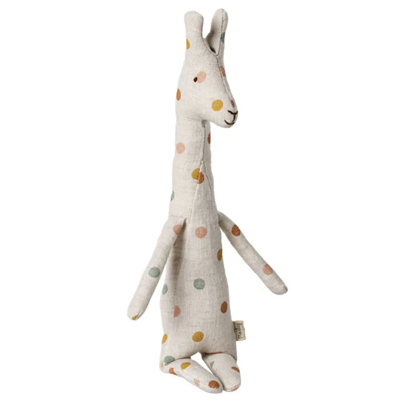 Peluche Girafe en lin - Safari friends Maileg - tissu à pois - petit modèle 26cm
