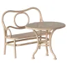 Ensemble table ovale avec banc vintage en métal pour souris Maileg - Rose pâle