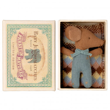 Bébé souris dans sa boîte Maileg - Bleu