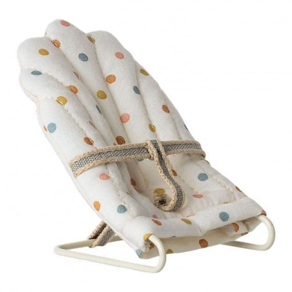 Siège transat pour bébé souris et lapins Maileg - Tissu à pois multicolores