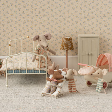 Siège transat pour bébé souris et lapins Maileg - Tissu à pois multicolores