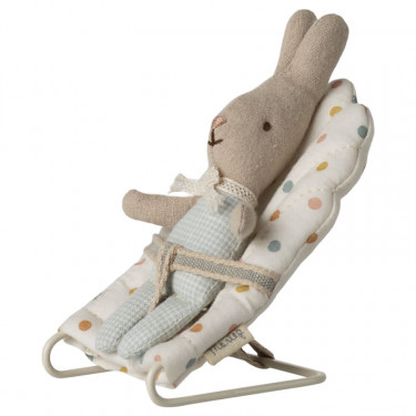 Siège transat pour bébé souris et lapins Maileg - Tissu à pois multicolores