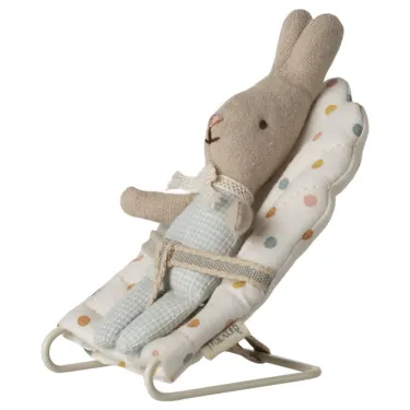 Siège transat pour bébé souris et lapins Maileg - Tissu à pois multicolores