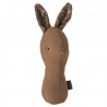 Hochet lapin en lin - Lullaby friends Maileg - tissu couleur chocolat